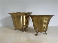 Solid Brass Footed Planter Set