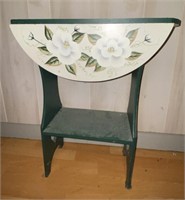Drop Leaf Accent Table-Green with Flowers