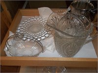 Clear glass silverplate pieces