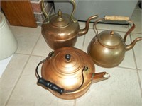 3 copper tea kettles