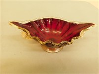 Ruby glassboat shaped dish 9X5X4
