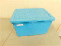 Blue plastic storage container
