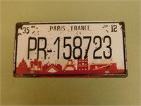 Paris-France Licence Plate - Reproduction