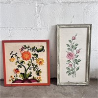 Framed Needlwork Florals