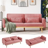 AWQM Velvet Futon Sofa Bed, Pink