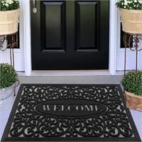 Lot of 2 Black Welcome Mats 35 x 23 1/2