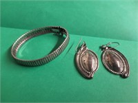 Mexico  925 Silver Earrings & Sterling Bracelet