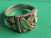 925 Silver Mens Ring with Eagles sz 12