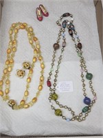 Vintage Glass Beads Chinoiserie & Cloisonne Neckle