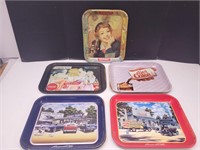 4 Metal Coca Cola Advertising Trays 13 x 10.5"h