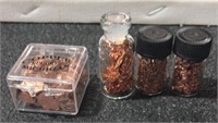 4 Small Vials of Pure Copper Drops & Flakes