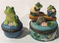 2 Frog Trinket Boxes - One Has Heart Trinket