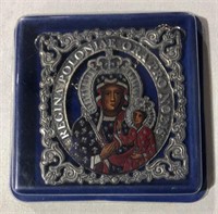 Catholic / Latin Painted Metal Medallion on Chain-