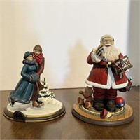 Norman Rockwel Santa & Skaters Figurines