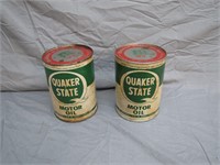 Pair Vintage Cans Quaker State Motor Oil
