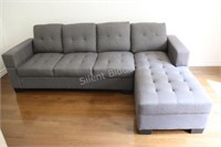 Sectional Fabric Sofa w Ottoman L-Shape Sofa Set