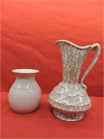 Gilmer Pottery Vase and Drip Glaze Pitcher