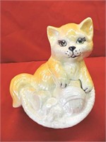 Mid Century Pearlesque Glazed Cat Cookie Jar
