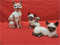 Mid Century Japanese Glazed Cat Planter/Figurines