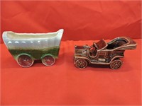 Mid Century Glazed Wagon & Car Planters