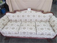 Antique Sofa with Wood Trim and Claw Feet