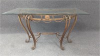 Wrought Iron Hall Table with Glass Top