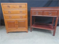 OAK ORIENTAL CUTLERY CHEST & ROSEWOOD HALL TABLE