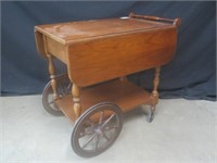 OAK TEA TROLLEY W/ 1-DRAWER & DROPLEAF'S