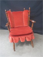 UPHOLSTERED ROCKING CHAIR W/ MAHOGANY FRAME