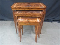 3 PC INLAID BURL NEST OF TABLES