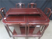7 PC MAHOGANY ORIENTAL STYLE DINING ROOM SUITE