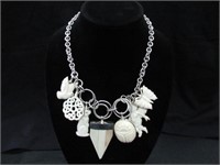Necklace w/White Stone Pendants
