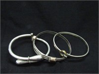 3 Silvertoned Bracelets