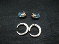 Blue Clip On Earrings & Silver Toned Earrings