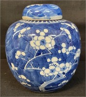 GREAT 20TH CENT BLUE & WHITE ORIENTAL GINGER JAR