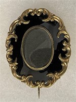 ORNATE ANTIQUE VICTORIAN MOURNING BROOCH
