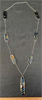 BEAUTIFUL STERLING & ENAMELLED COPPER NECKLACE