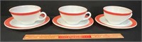 FAB SET OF THREE VINTAGE PYREX CUPS & SAUCERS
