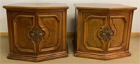 QUALITY PAIR OF 1960'S TWO DOOR SIDE TABLES