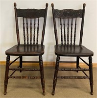 GREAT PAIR OF EARLY CANADIAN PRESSED BACK CHAIRS