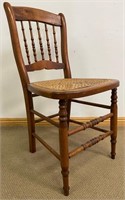 NICE ANTIQUE ACCENT CHAIR W CANE SEAT
