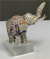 Sterling Jeweled Elephant Figure 56 gr Hinged