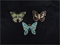 3 Butterfly Brooches