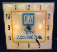 NEAT VINTAGE GM PARTS & ACCESSORIES AD CLOCK