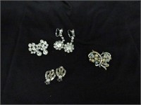 3 Clip On Earrings & 1 Brooch