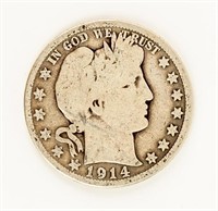 Coin Rare 1914-P Barber Half Dollar, G