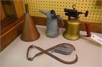 Antique Gas Torch, Vintage Hay Tongs/Ice Tongs.