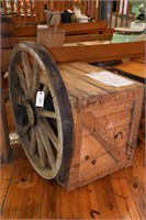 Antique Western Wagon Wheel, Old Wooden Cargo