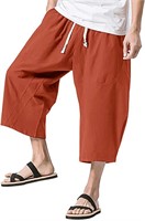 Cotrasen Mens Baggy Linen Capri Pants(34)