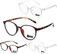 4Pk-TERAISE Round Reading Glasses (+3.50)